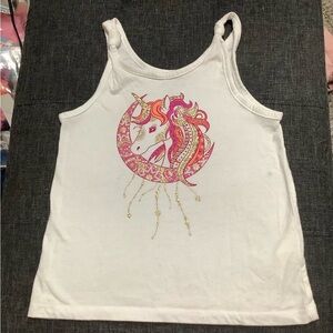 White Tank Top with Unicorn Design